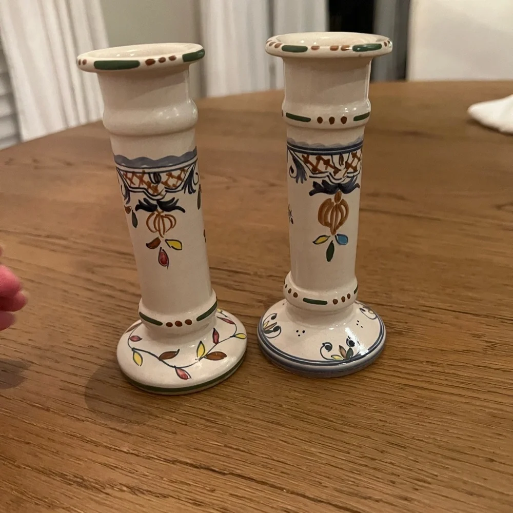 Vintage Cecconi Orvieto Italian Handcrafted &hand painted Ceramic Candle Holders